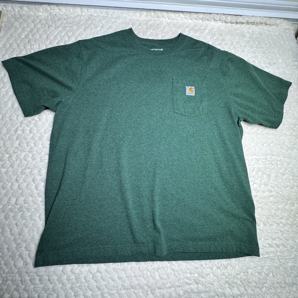 Carhartt Cotton Pocket Logo T-Shirt XL Loose Fit Green Short Sleeve